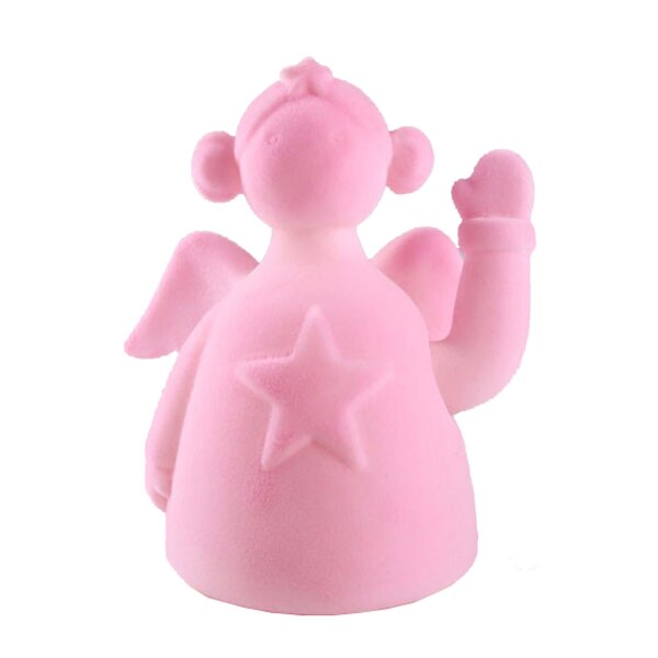 Winkefigur Engel Rosa H:16 cm - Wichtelfigur Beflockt mit Winke-Funktion, Engelsfigur, Winkewichtel Weihnachten, Weihnachtsdeko