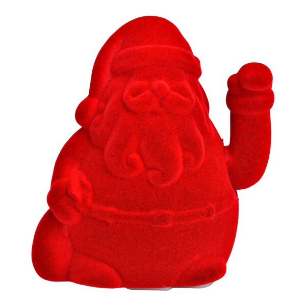 Winkefigur Santa Claus Rot H:15 cm - Wichtelfigur Beflockt mit Winke-Funktion, Weihnachtsmann, Winkewichtel Weihnachten, Weihnachtsdeko