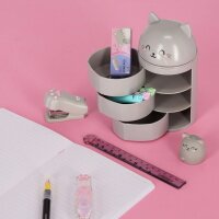 Legami Schreibtisch Organizer KATZE Kitty mit drei Schubladen - Desk Organizer, Tisch Stiftehalter, Büro Aufräumhilfe