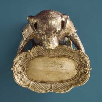 Dekofigur Hund mit Schale H: 28 cm - Frühlingsdeko, Kartenhalter, Deko, Osterdeko, Dekoration Ostern