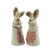 Zaunhocker Hase Hasenpaar (2er Set) H:23 cm aus Keramik -...