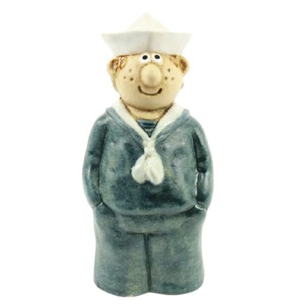 Zaunhocker Seemann H:19 cm aus Keramik - Zaun Deko Garten Maritim, Pfostenhocker, Zaunfigur, Gartendeko, Maritime Dekoration, Zaunstecker