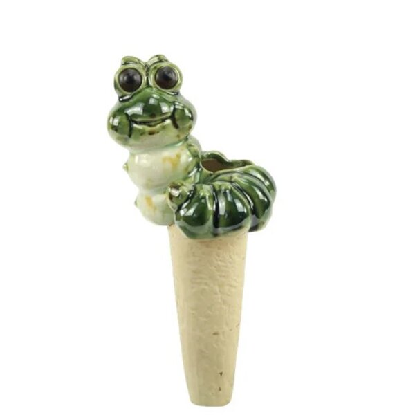 Bewässerungsstecker Raupe H:18 cm aus Keramik - Pflanzenbewässerung, Wasserspender, automatische Bewässerung für Pflanzen im Innen- und Außenbereich. Tierfigur, Gartendeko, Gartenfigur