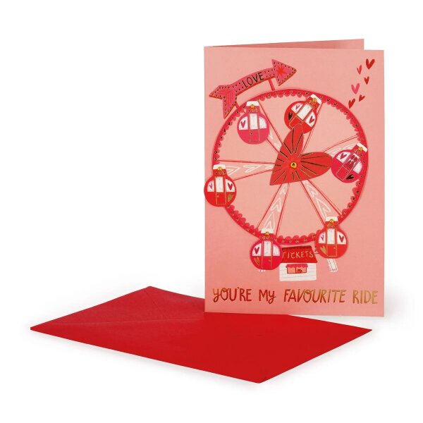 Legami Glückwunschkarte mit drehbarem Riesenrad Love Wheel - Valentinsgeschenk Karte mit rotierender Applikation, Liebesbrief, Liebe, Liebesbeweis, Geschenk Valentinstag