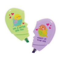 Legami Textmarker 2 in 1 Heartlighter PAPAGEI in Herzform  - Highlighter Herz, Valentinstag Geschenk, Textliner, Marker