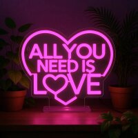 Legami LED Lampe mit Neoneffekt All you need its love - Its a sign - Tischlampe, Deko Lampe, Schreibtischlampe, Dekoration, Herz, Geschenk Valentinstag, Liebesbeweis