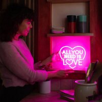 Legami LED Lampe mit Neoneffekt All you need its love - Its a sign - Tischlampe, Deko Lampe, Schreibtischlampe, Dekoration, Herz, Geschenk Valentinstag, Liebesbeweis