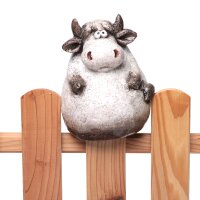 Zaunhocker Dicke Kuh braun-weiss H:16 cm aus Keramik -...