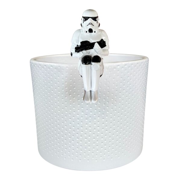 Blumentopf Deko Anhänger Stormtrooper 10x6 cm aus Kunststoff - Disney Topf Anhänger Star Wars, Pot Buddy, Topfhänger, moderner Deko Stil für Fans, Gartendekoration