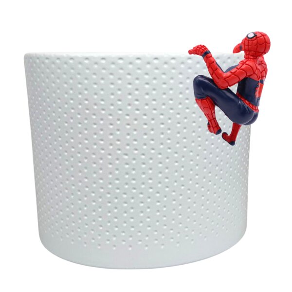 Blumentopf Deko Anhänger Spiderman 10x8 cm aus Kunststoff - Disney Topf Anhänger Marvel Universum, Pot Buddy, Topfhänger, moderner Deko Stil für Fans, Gartendekoration