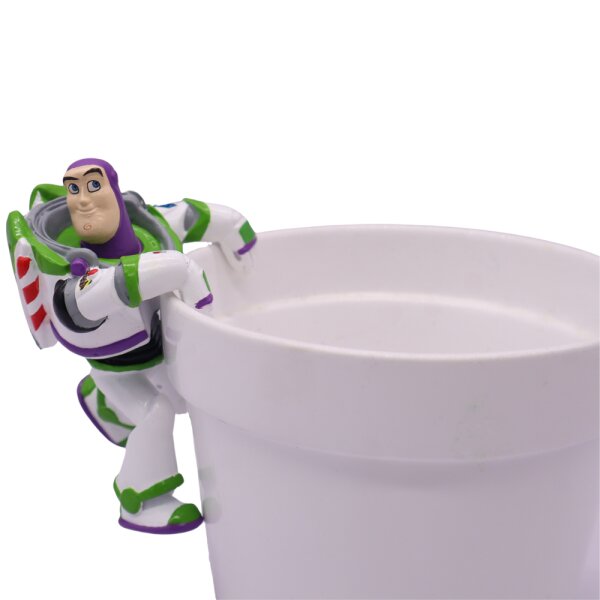 Blumentopf Deko Anhänger Buzz Lightyear 10x6 cm aus Kunststoff - Disney Topf Anhänger Pixar Toy Story, Pot Buddy, Topfhänger, moderner Deko Stil für Fans, Gartendekoration