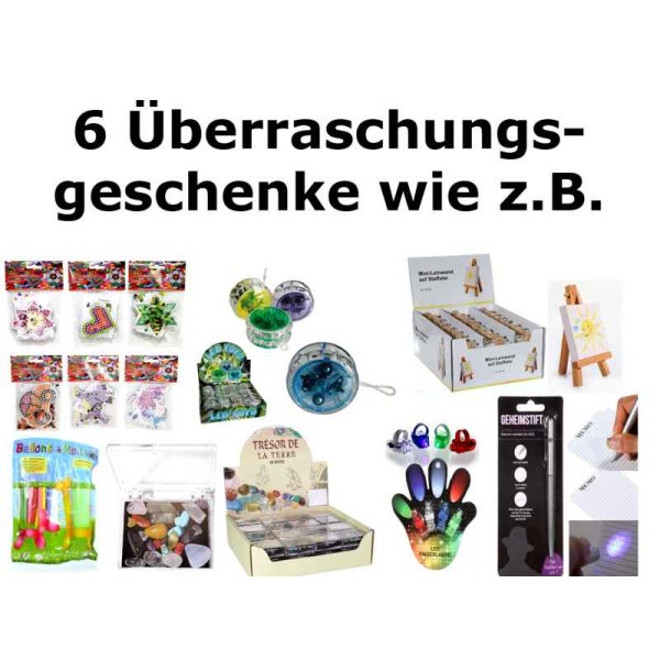 6x Kindergeschenke für große Geschenktüten - Mitgebsel, Give Aways für den Kindergeburtstag