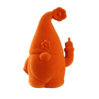 Winkefigur Zwerg mit Stinkefinger Orange beflockt H:20 cm...