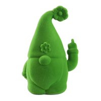 Winkefigur Zwerg mit Stinkefinger Grün beflockt H:20...