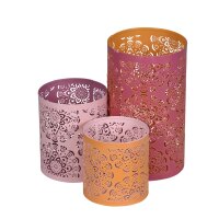 Windlicht Mandala (3er Set) H:10-20 cm orange, lila aus...
