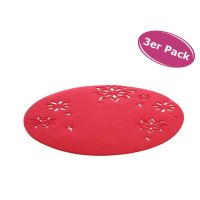 3x rundes Tischset mit Sternen Lasercut (rot) -...
