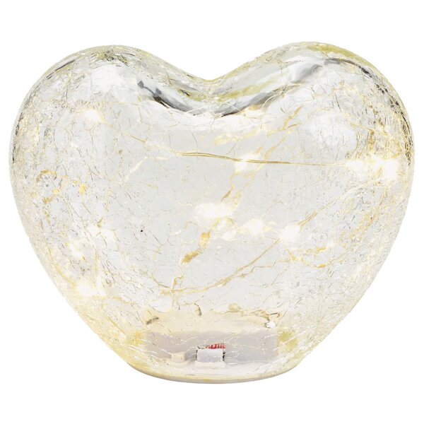 Dekoleuchte Herz Glas Transparent **B-WARE**, Herz Lampe mit LED Lichterkette, Dekolampe, Tischleuchte, Herzlampe