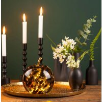 Dekoleuchte Apfel (S) Glas, Braun gepunktet **B-WARE** -  Apfel Lampe mit LED Lichterkette, Dekolampe, Tischleuchte, Apfellampe