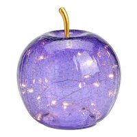 Dekoleuchte Apfel (S) Glas, Helllila **B-WARE** -  Apfel Lampe mit LED Lichterkette, Dekolampe, Tischleuchte, Apfellampe