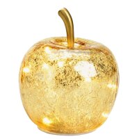 Dekoleuchte Apfel (XS) Glas, gold **B-WARE** - Apfel Lampe mit LED Lichterkette, Dekolampe, Tischleuchte, Apfellampe
