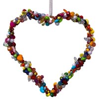 Drahtherz / Perlenherz bunt zum Aufhängen 16x16 cm -...