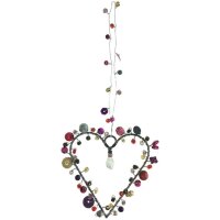 Drahtherz / Perlenherz pink-lila zum Aufhängen 9 x 9...