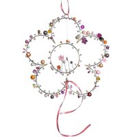 Draht Blüte mit rose-pinken Perlen zum...