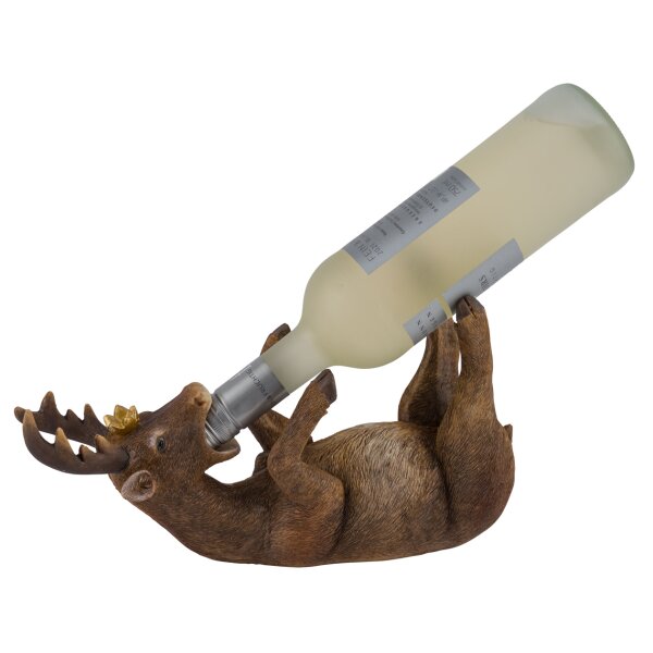 Flaschenhalter Hirsch, braun - Skulptur, Wein Flaschen Halter für Jäger, Flaschenständer, Geschenkidee