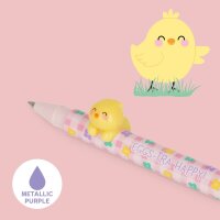 Legami Gelstift Lovely Friends HOPPY EASTER (2er Set) Osterhase und Küken - Gel Pen mit abnehmbarer Tier Deko, Stift, Schreibstift, Gelschreiber