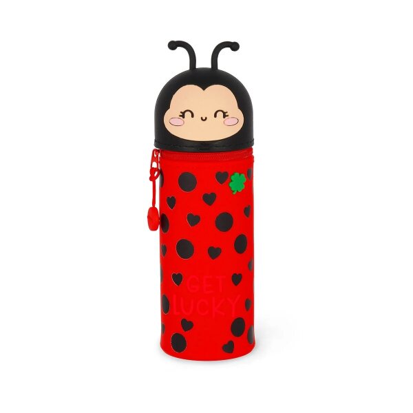 Legami 2-in-1 Mäppchen MARIENKÄFER aus Silikon - Kawaii Federmäppchen Ladybug, Tisch Stiftehalter, Federtasche