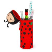 Legami 2-in-1 Mäppchen MARIENKÄFER aus Silikon - Kawaii Federmäppchen Ladybug, Tisch Stiftehalter, Federtasche
