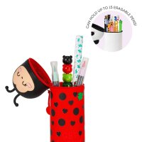 Legami 2-in-1 Mäppchen MARIENKÄFER aus Silikon - Kawaii Federmäppchen Ladybug, Tisch Stiftehalter, Federtasche