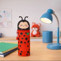 Legami 2-in-1 Mäppchen MARIENKÄFER aus Silikon - Kawaii Federmäppchen Ladybug, Tisch Stiftehalter, Federtasche