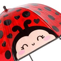 Legami Kinder Regenschirm MARIENKÄFER - Kinderregenschirm Ladybug, Schirm für Kinder transparent