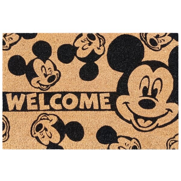 Disney Kokos Fussmatte Mickey Mouse "Welcome" 40x60 cm, innen & außen - Haustür-Matte Micky Maus Willkommen, Türmatte, Schmutzfangmatte