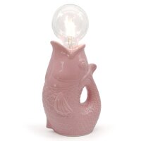 Lucia LED Tischleuchte Fisch, rosa H:17 cm mit Keramiksockel, batteriebetrieben - Maritime Tischlampe, Lampe, Moderner Deko Stil maritim, Tierleuchte