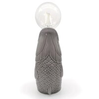 Lucia LED Tischleuchte Fisch, grau H:17 cm  mit Keramiksockel, batteriebetrieben - Maritime Tischlampe, Lampe, Moderner Deko Stil maritim, Tierleuchte