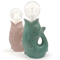 Lucia LED Tischleuchte Fisch, türkis H:17 cm mit Keramiksockel, batteriebetrieben - Maritime Tischlampe, Lampe, Moderner Deko Stil maritim, Tierleuchte
