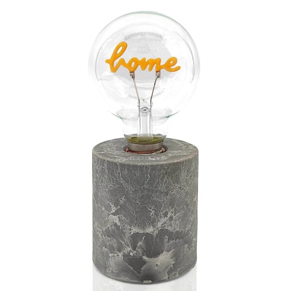 Lucia Tischleuchte mit LED-Lampe "Home" in gelb und Betonoptiksockel H:18 cm, batteriebetrieben - Tischlampe Liebe, Lampe, Moderner Deko Stil , Tischdeko