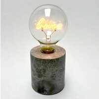 Lucia Tischleuchte mit LED-Lampe "Home" in gelb und Betonoptiksockel H:18 cm, batteriebetrieben - Tischlampe Liebe, Lampe, Moderner Deko Stil , Tischdeko