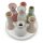 Vasen Set auf rundem Tablett (7 Vasen) mehrfarbig aus Keramik 10,5x14 cm - Dekoration, Tischdeko, Keramikvase, Blumenvase, moderner Deko Stil