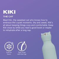 asobu Bestie Isolierte Edelstahl-Trinkflasche KATZE - Thermosflasche mit weichem abnehmbarem Tierkopf und flexiblem wiederverwendbarem Strohhalm für Kinder und Jugendliche, Isolierflasche