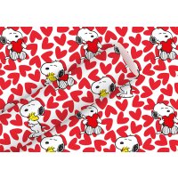 Geschenkpapier Snoopy Love mit Herz, rot -...