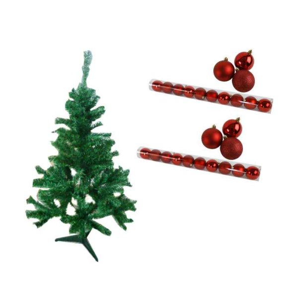Knstliche Tanne 150 cm inkl. 20 roten Baumkugeln - knstlicher Weihnachtsbaum