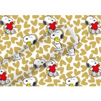 Geschenkpapier Snoopy Love mit Herz, gold -...