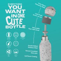 asobu Bestie Isolierte Edelstahl-Trinkflasche SEEROBBE - Thermosflasche mit weichem abnehmbarem Tierkopf und flexiblem wiederverwendbarem Strohhalm für Kinder und Jugendliche, Isolierflasche