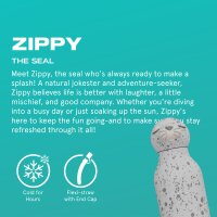 asobu Bestie Isolierte Edelstahl-Trinkflasche SEEROBBE - Thermosflasche mit weichem abnehmbarem Tierkopf und flexiblem wiederverwendbarem Strohhalm für Kinder und Jugendliche, Isolierflasche