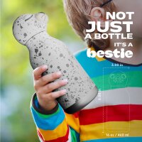 asobu Bestie Isolierte Edelstahl-Trinkflasche SEEROBBE - Thermosflasche mit weichem abnehmbarem Tierkopf und flexiblem wiederverwendbarem Strohhalm für Kinder und Jugendliche, Isolierflasche
