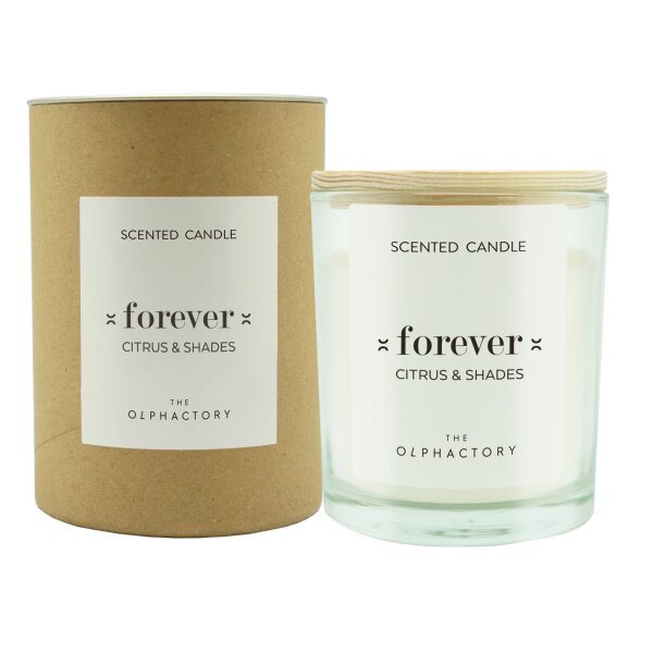 Duftkerze = forever = Citrus & Shades im Glas 200 g  - Olphactory Duftkerzen, Kerze mit Duft, Wellness, Muttertag