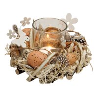Osterkranz Ostergesteck Braune Eier mit Teelichtglas...